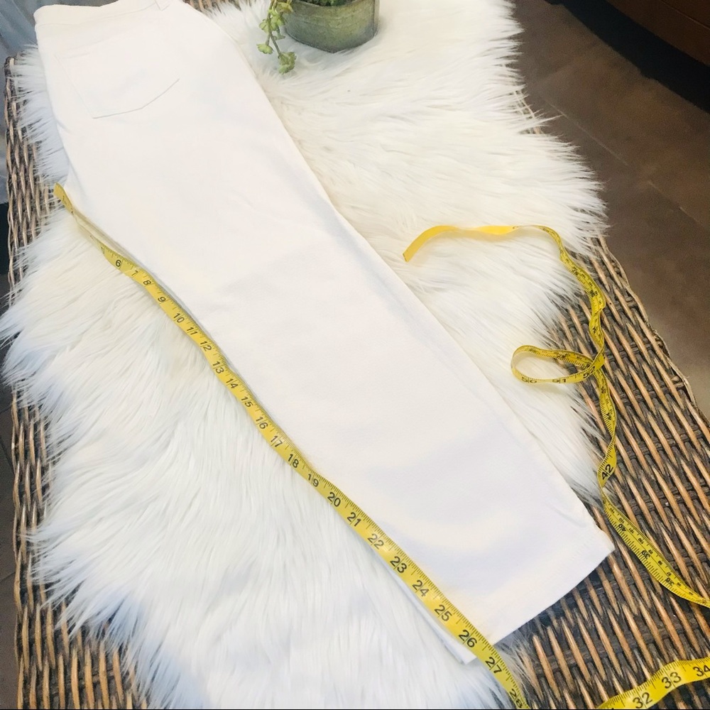 Eileen Fisher Off White Textured Skinny Pants Sz 4 - Picture 8 of 11